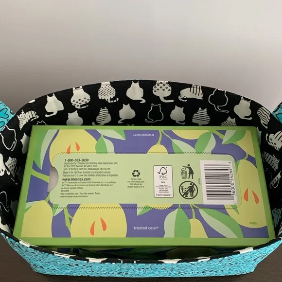 Swiftie Fabric Basket in Aqua and Turquoise Blue Taylor Swift Fabric and Cat - Picture 11 of 11